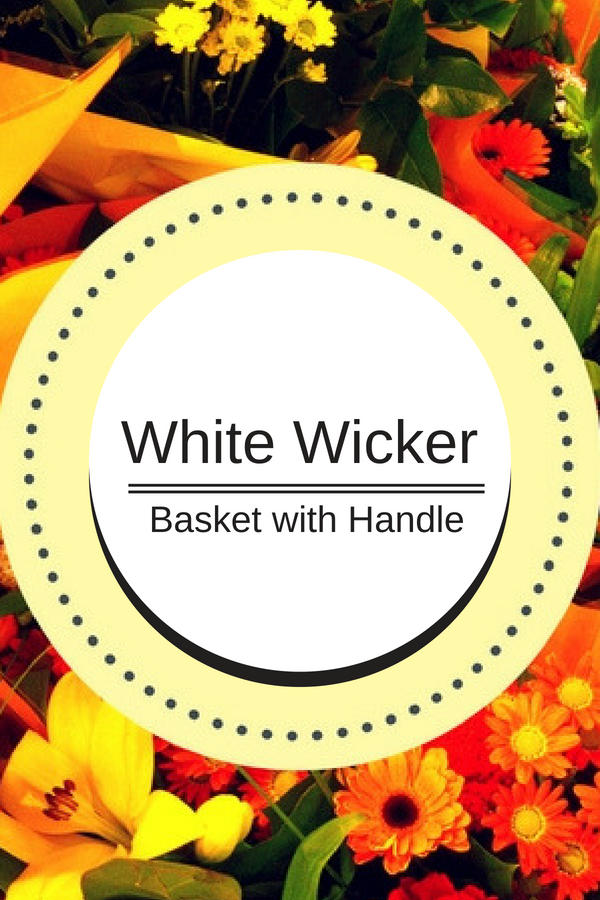 White Wicker Basket with Handle