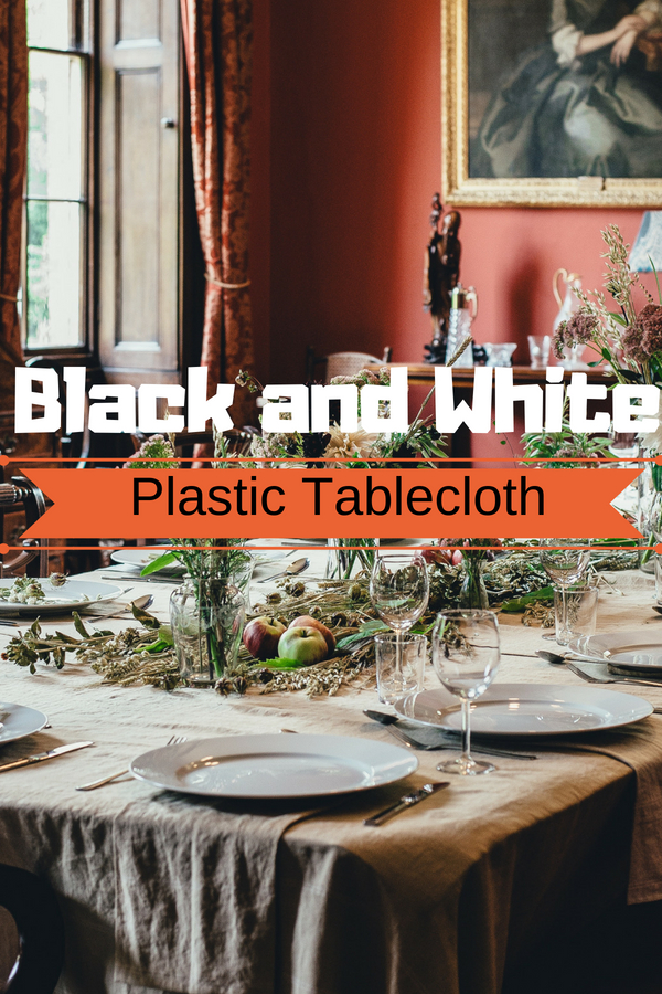 Black and White Plastic Tablecloth