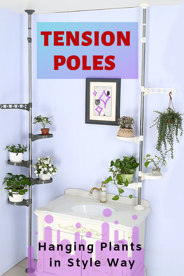 Tension Poles Hanging Plants