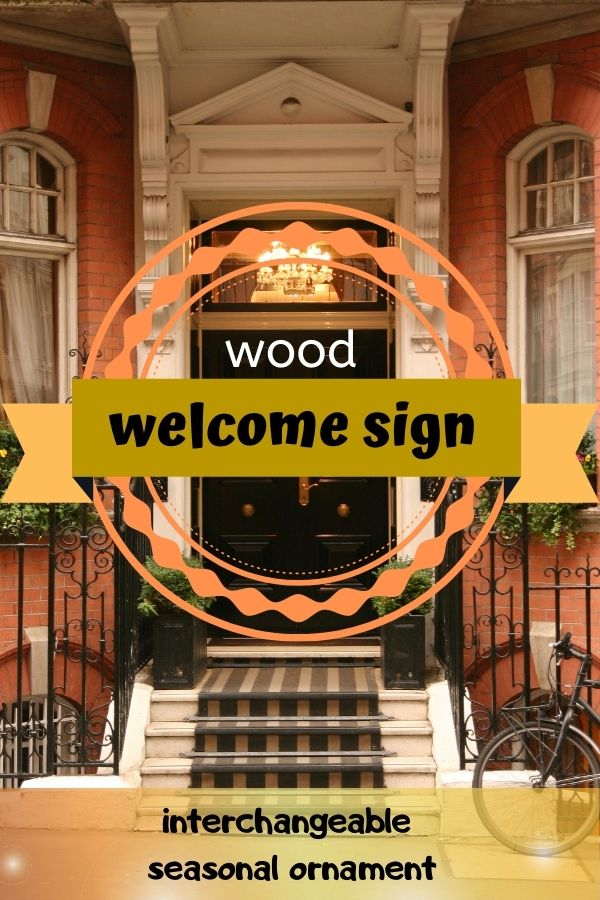 Wood Welcome Sign with Interchangeable Seasonal Ornaments