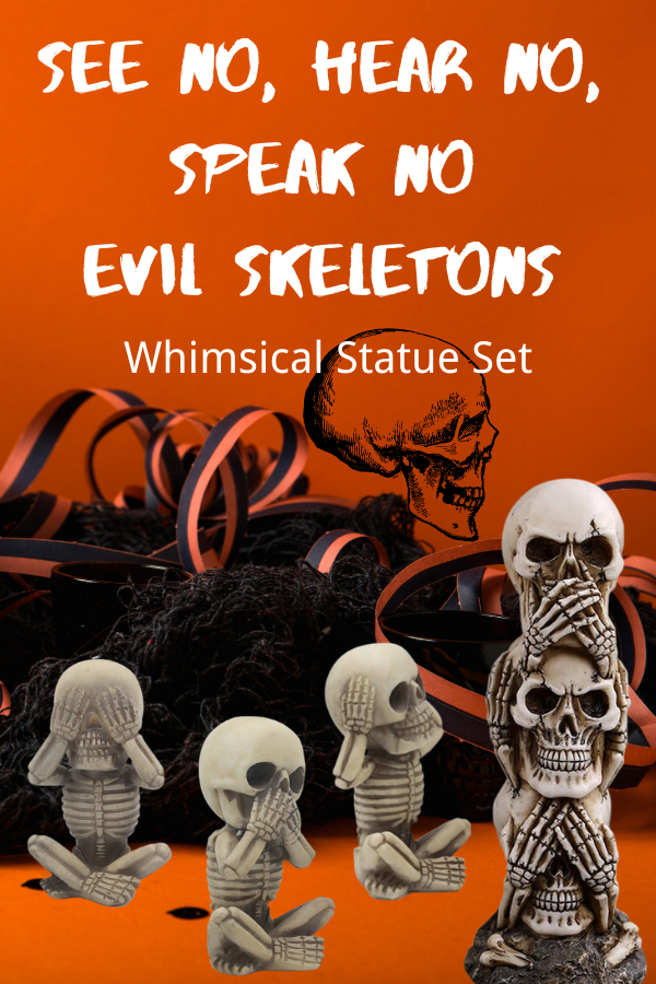 See Hear Speak No Evil Skeletons Statue Set