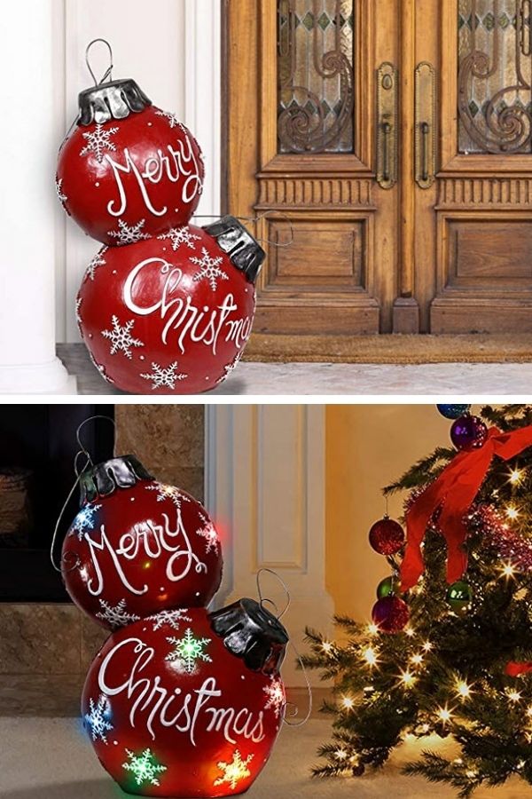 Floor Standing Christmas Baubles with Lights - Cheery Room