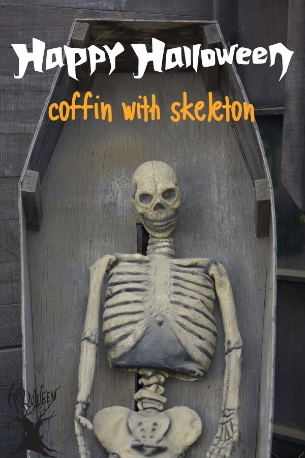 Halloween Coffin with Skeleton