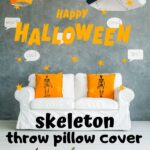 skeleton halloween throw pillow cover