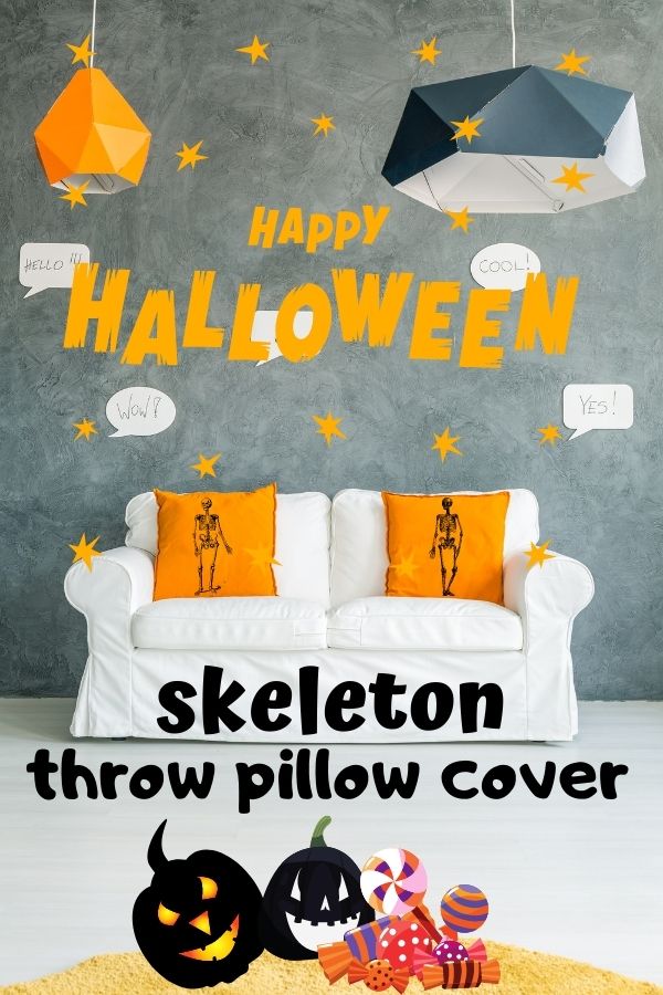 Skeleton Halloween Throw Pillow Cover